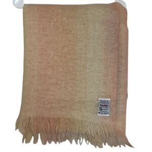 Avoca Handweavers Mohair Wool Throw Blanket Peach Cream Stripe Ireland r1
